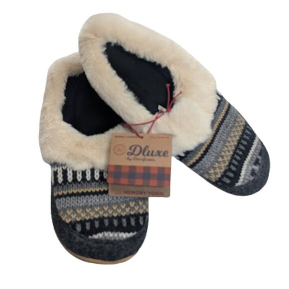NWT Dearfoam Dluxe Memory Foam Women's in slippers with Shearling detail* Sz 7-8 - Picture 1 of 9